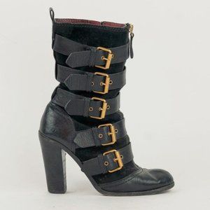 Marc by Marc Jacobs Bomba Black Buckle High Heel Midcalf Boots